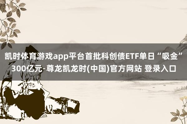 凯时体育游戏app平台首批科创债ETF单日“吸金”300亿元-尊龙凯龙时(中国)官方网站 登录入口