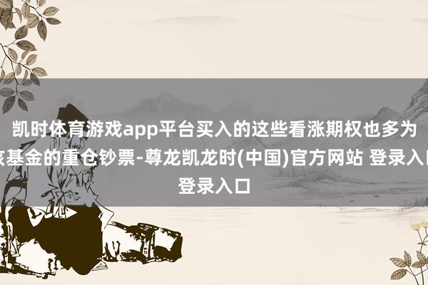凯时体育游戏app平台买入的这些看涨期权也多为该基金的重仓钞票-尊龙凯龙时(中国)官方网站 登录入口