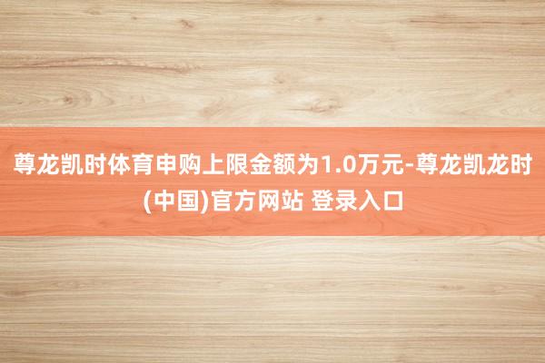 尊龙凯时体育申购上限金额为1.0万元-尊龙凯龙时(中国)官方网站 登录入口