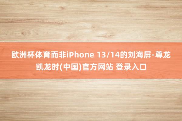 欧洲杯体育而非iPhone 13/14的刘海屏-尊龙凯龙时(中国)官方网站 登录入口