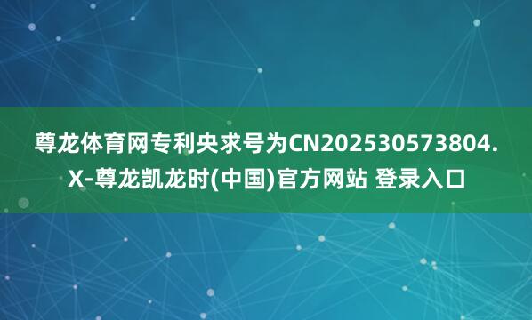 尊龙体育网专利央求号为CN202530573804.X-尊龙凯龙时(中国)官方网站 登录入口