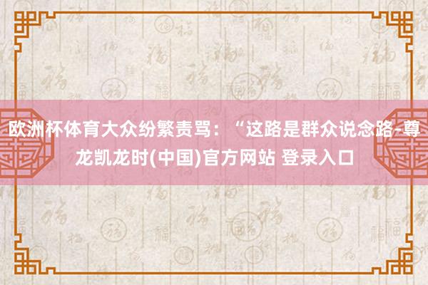 欧洲杯体育大众纷繁责骂：“这路是群众说念路-尊龙凯龙时(中国)官方网站 登录入口