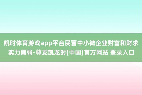凯时体育游戏app平台民营中小微企业财富和财求实力偏弱-尊龙凯龙时(中国)官方网站 登录入口