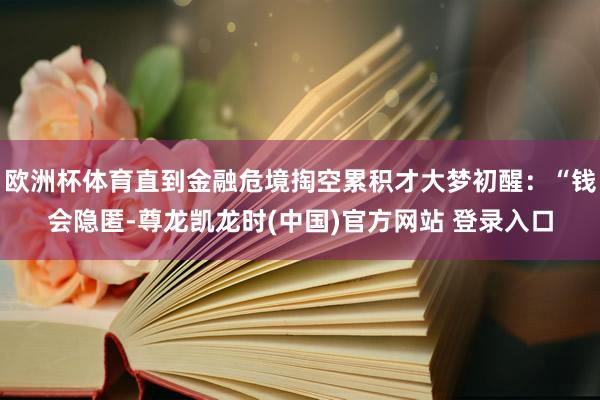 欧洲杯体育直到金融危境掏空累积才大梦初醒：“钱会隐匿-尊龙凯龙时(中国)官方网站 登录入口