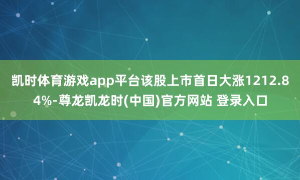 凯时体育游戏app平台该股上市首日大涨1212.84%-尊龙凯龙时(中国)官方网站 登录入口