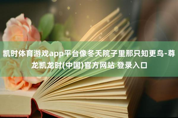 凯时体育游戏app平台像冬天院子里那只知更鸟-尊龙凯龙时(中国)官方网站 登录入口