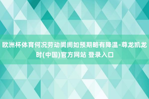 欧洲杯体育何况劳动阛阓如预期略有降温-尊龙凯龙时(中国)官方网站 登录入口