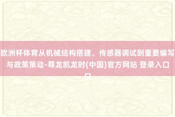 欧洲杯体育从机械结构搭建、传感器调试到重要编写与政策策动-尊龙凯龙时(中国)官方网站 登录入口